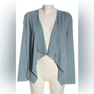 SOLD! Zara Faux Suede Open Front Waterfall Blue Cardigan Size Large